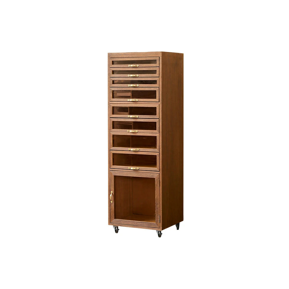 LIVARA Solid Wood Mobile Storage Cabinet with Multi-Drawer Moisture-Resistant Design for Living Room Tea Room Dining Area