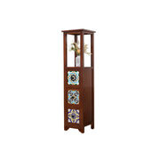 LIVARA Solid Wood Plant Storage Rack Narrow Display Storage with Three Drawers for Living Room Bedroom Entryway - Walnut
