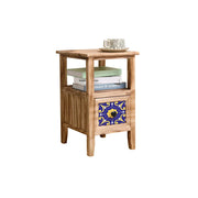 LIVARA Solid Wood Plant Storage Rack Narrow Display Storage with Single Drawer for Living Room Bedroom Entryway - Wood