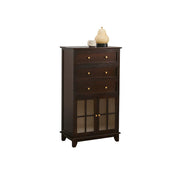 LIVARA Solid Wood Multi-Layer Storage Cabinet with Drawers and Fluted Glass Doors for Living Room Dining Entryway - Walnut