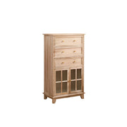 LIVARA Solid Wood Multi-Layer Storage Cabinet with Drawers and Fluted Glass Doors for Living Room Dining Entryway - Wood