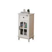 LIVARA Solid Wood Storage Side Cabinet with Clear Glass Door and Drawer for Living Room Dining Entryway - White