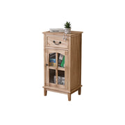 LIVARA Solid Wood Storage Side Cabinet with Clear Glass Door and Drawer for Living Room Dining Entryway - Wood