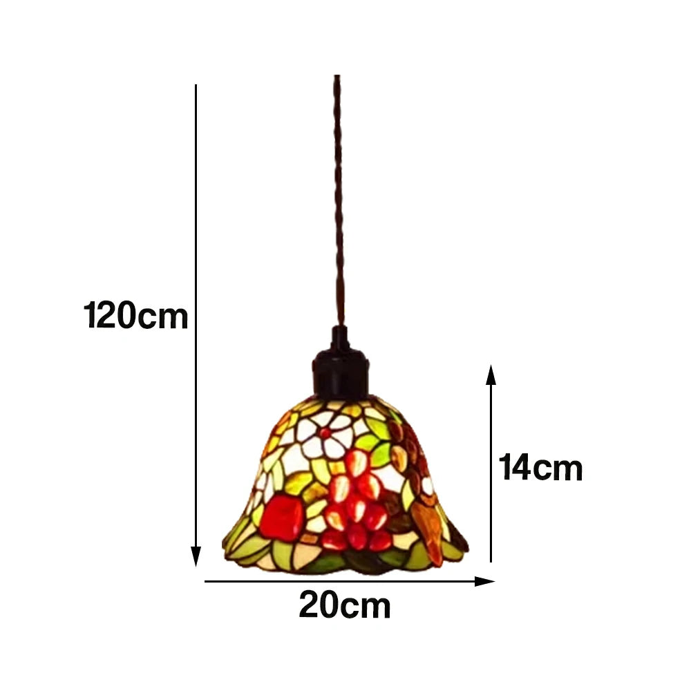 LIVARA Crystal Grape Pattern Pendant Light Minimalist Hanging Lamp Floral Shade E27 Ceiling Light for Bedroom Bedside Dining Area