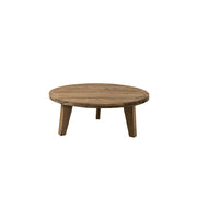 LIVARA Round Solid Wood Coffee Table Natural Pine Finish Sturdy Geometric Base for Living Room