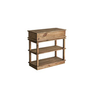 LIVARA Solid Wood Open Storage Side Cabinet Double Shelf Hidden Handle for Living Room Entryway Study