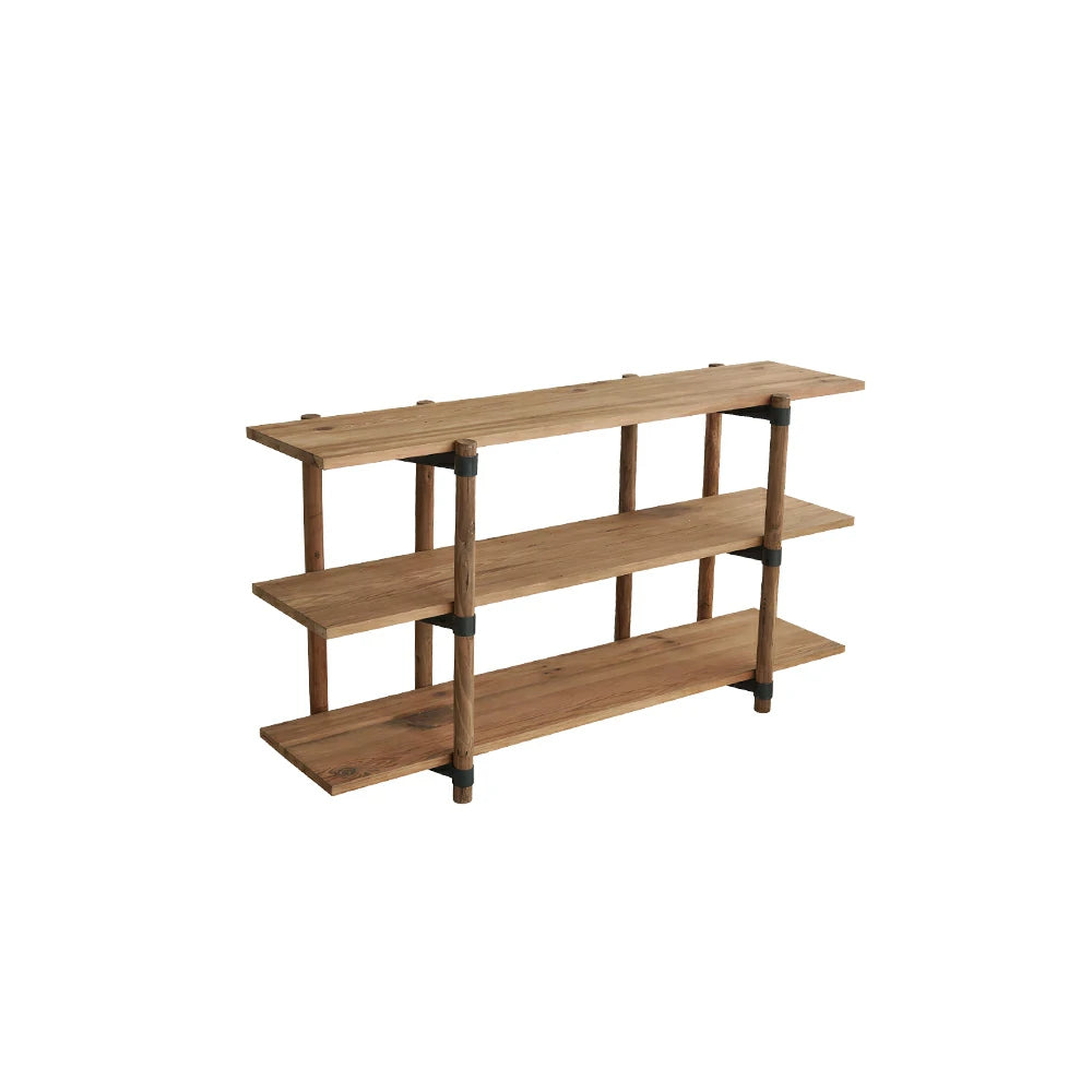 LIVARA 3 Tier Solid Wood Open Shelf Spacious Shelves Reinforced Round Legs for Living Room Balcony Dining Area