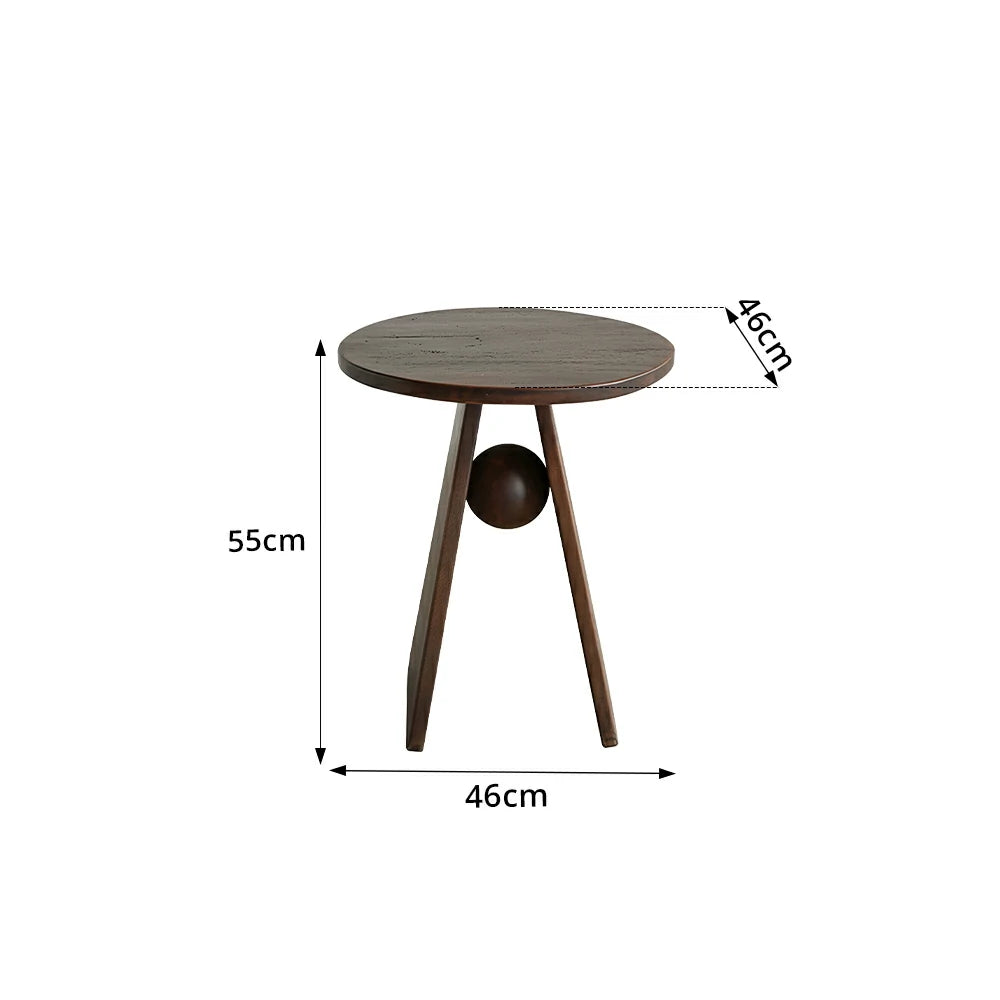 LIVARA Round Solid Wood Side Table Rubberwood Thick Top Stable Legs for Living Room Bedroom
