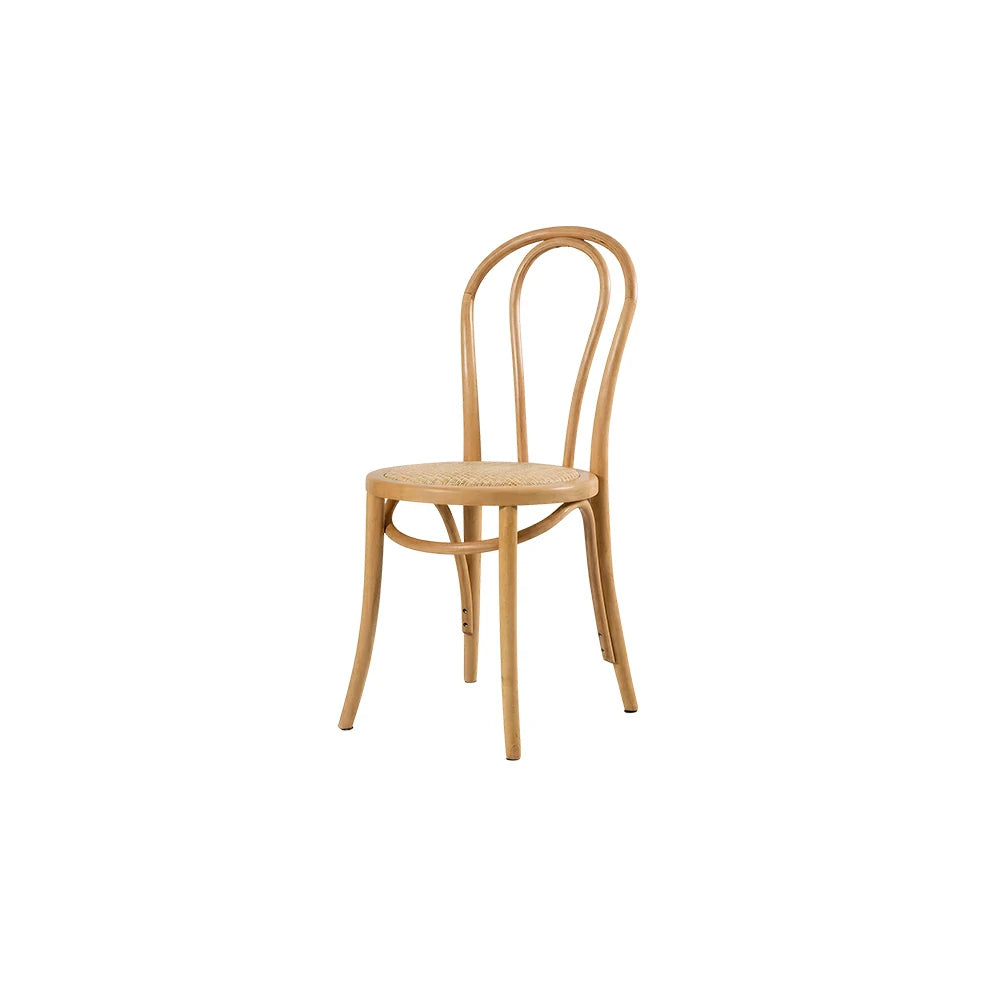 LIVARA Rattan Dining Chair Solid Wood Frame Curved Hollow Backrest for Dining Room Cafe Corner Study - Wood