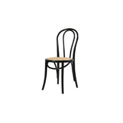LIVARA Rattan Dining Chair Solid Wood Frame Curved Hollow Backrest for Dining Room Cafe Corner Study - Black