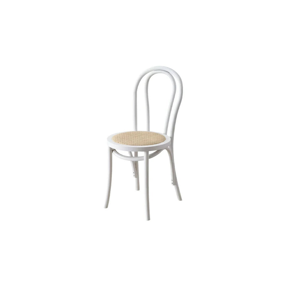 LIVARA Rattan Dining Chair Solid Wood Frame Curved Hollow Backrest for Dining Room Cafe Corner Study - White