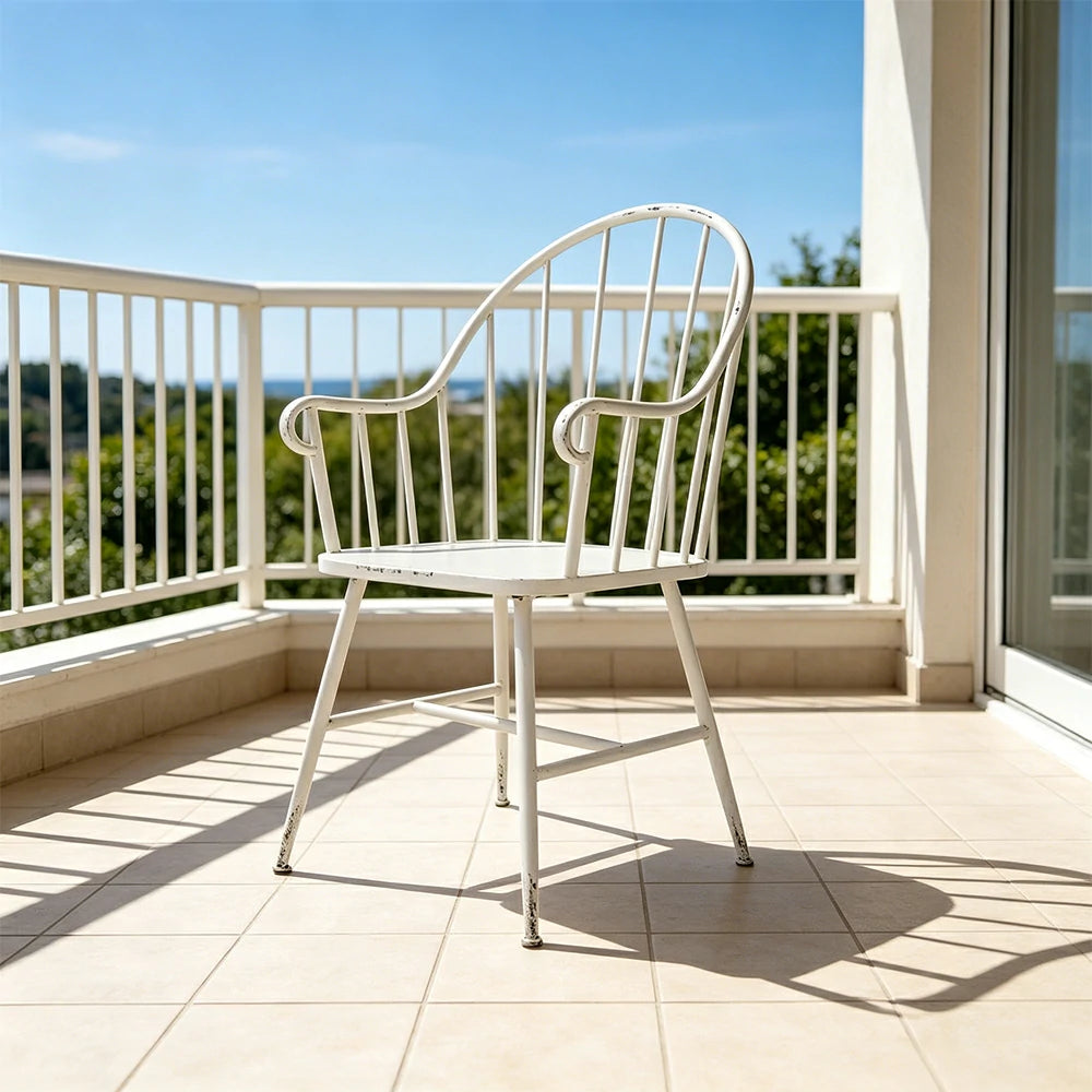 LIVARA Iron Leisure Chair Curved High Back Vintage Finish for Dining Room Balcony Cafe Corner