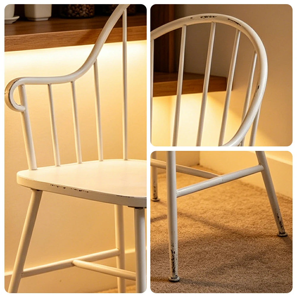 LIVARA Iron Leisure Chair Curved High Back Vintage Finish for Dining Room Balcony Cafe Corner