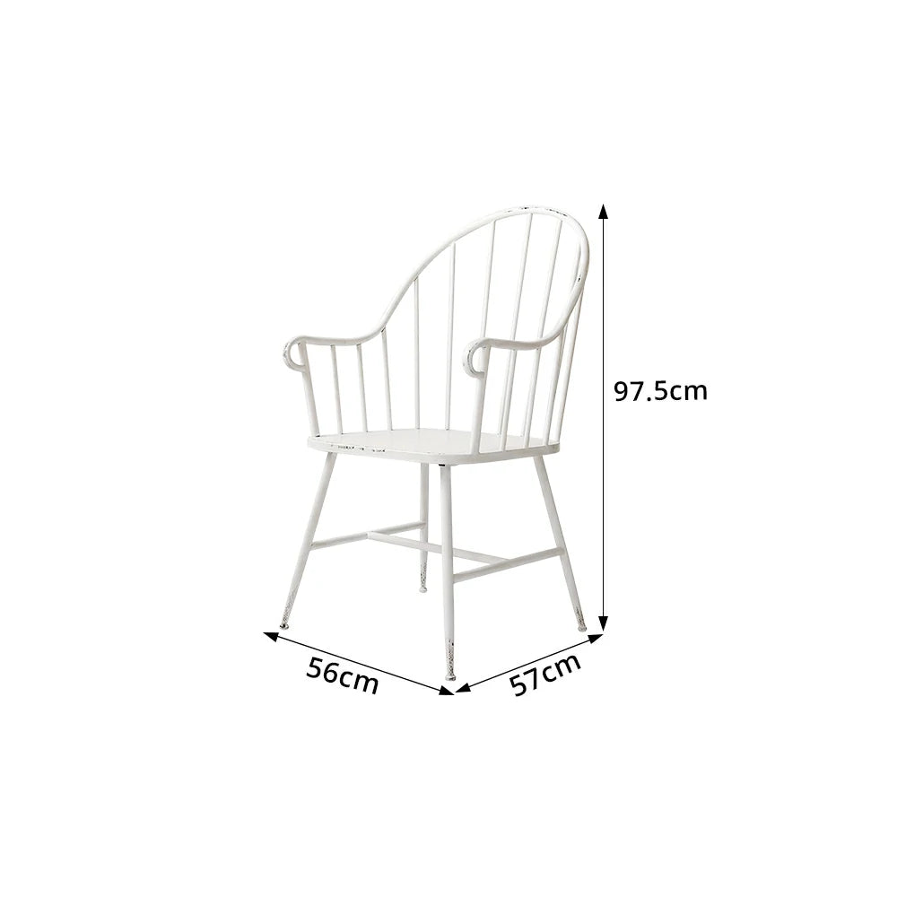 LIVARA Iron Leisure Chair Curved High Back Vintage Finish for Dining Room Balcony Cafe Corner