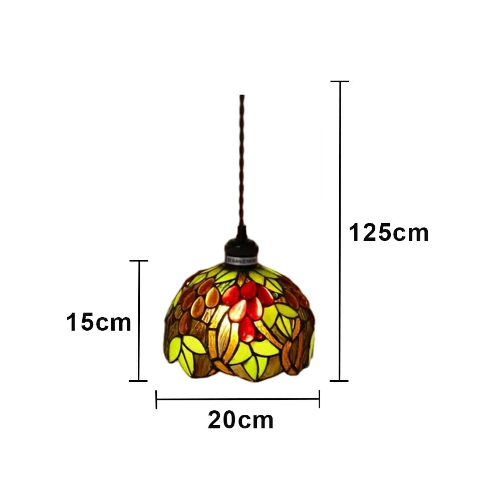 LIVARA Teardrop Grape Pattern Pendant Light Minimalist Hanging Lamp Floral Shade E27 Ceiling Light for Bedroom Bedside Dining Area