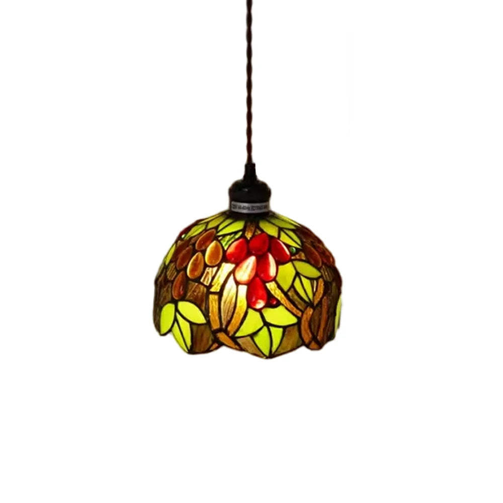 LIVARA Teardrop Grape Pattern Pendant Light Minimalist Hanging Lamp Floral Shade E27 Ceiling Light for Bedroom Bedside Dining Area