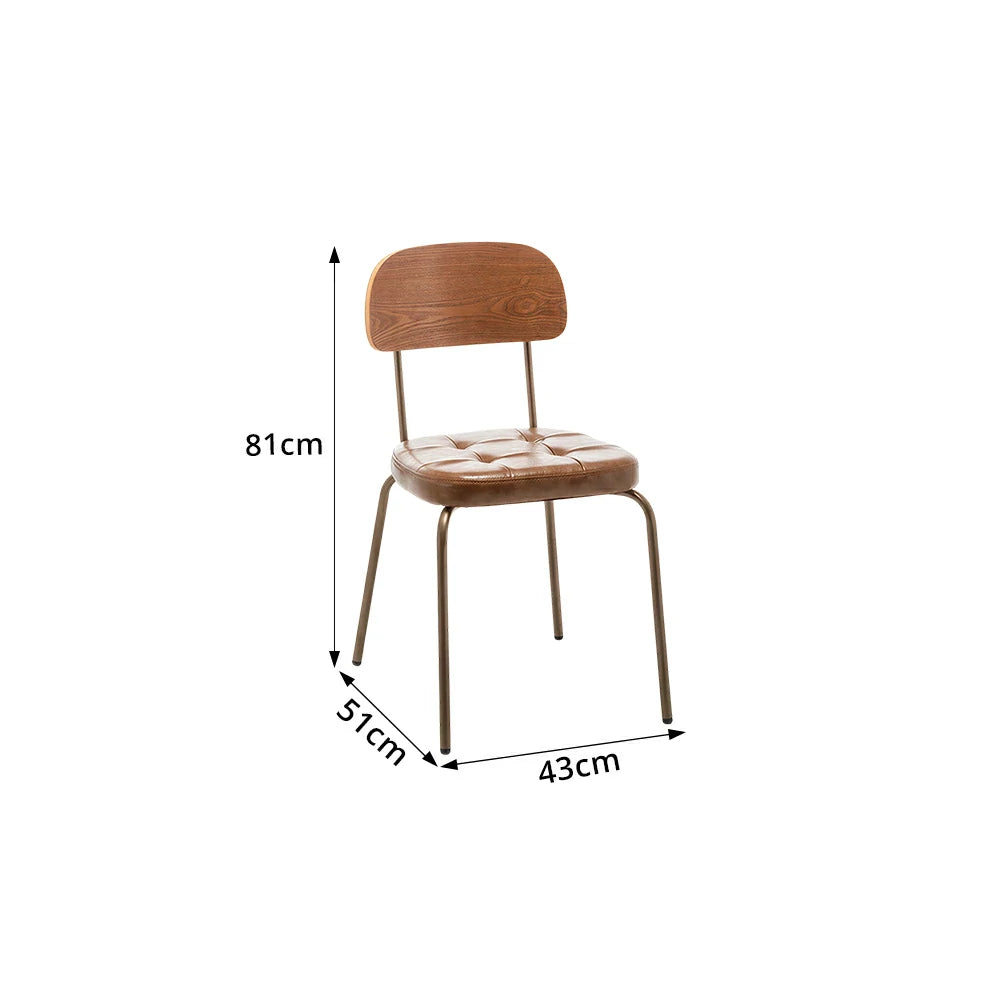 LIVARA Mid Century Dining Chair PU Leather Seat Curved Wooden Backrest for Dining Room Cafe Study - Brown