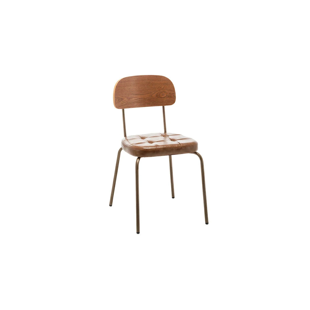 LIVARA Mid Century Dining Chair PU Leather Seat Curved Wooden Backrest for Dining Room Cafe Study - Brown