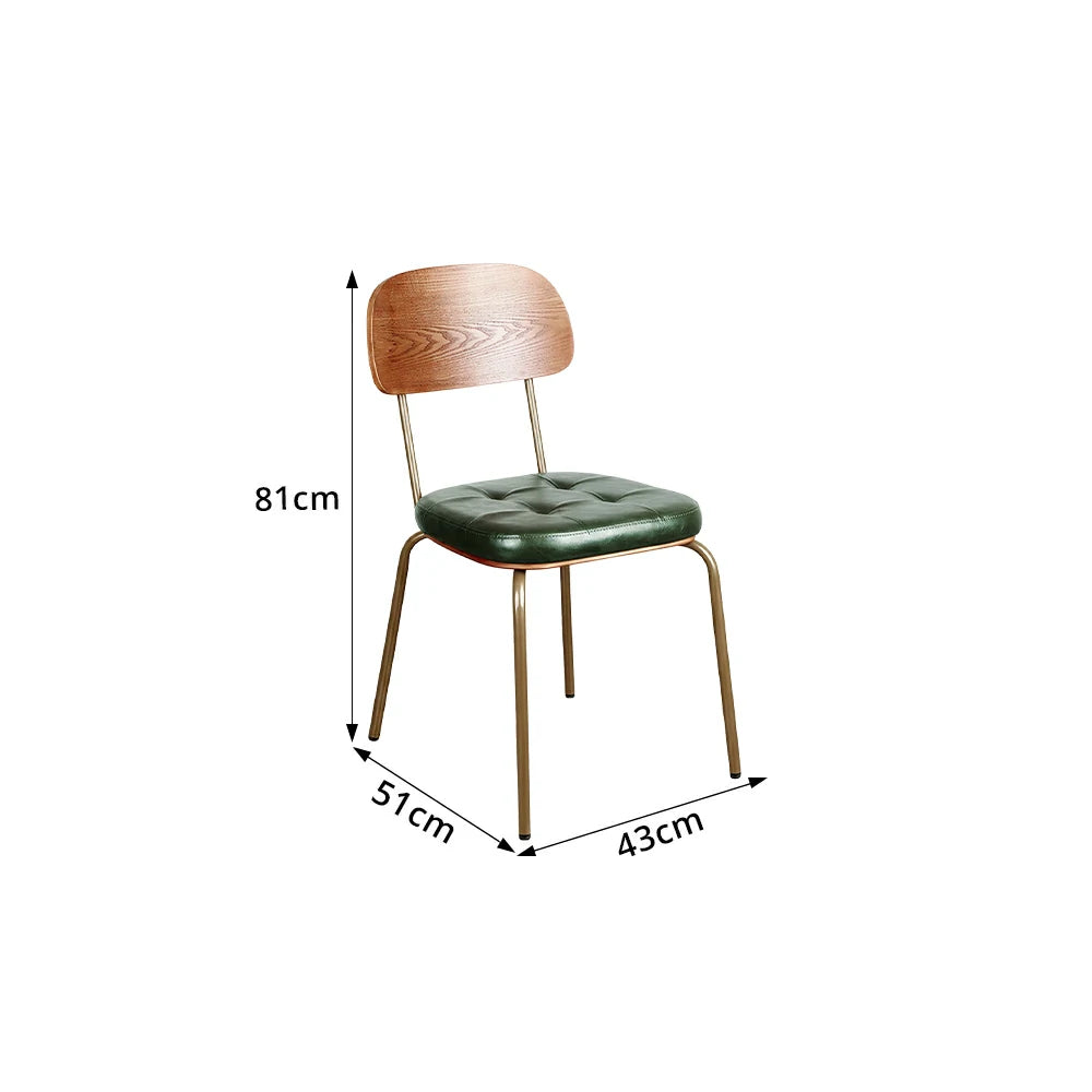 LIVARA Mid Century Dining Chair PU Leather Seat Curved Wooden Backrest for Dining Room Cafe Study - Green