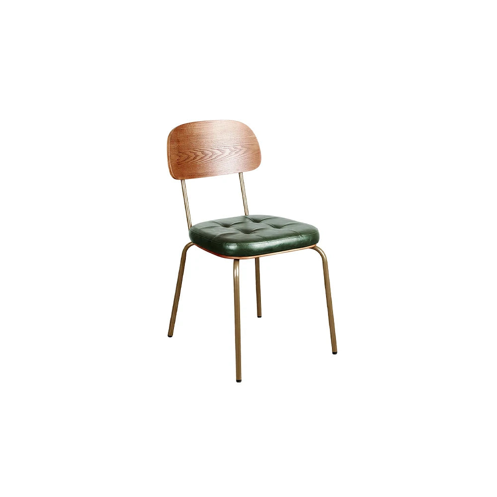 LIVARA Mid Century Dining Chair PU Leather Seat Curved Wooden Backrest for Dining Room Cafe Study - Green