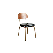 LIVARA Mid Century Dining Chair PU Leather Seat Curved Wooden Backrest for Dining Room Cafe Study - Black