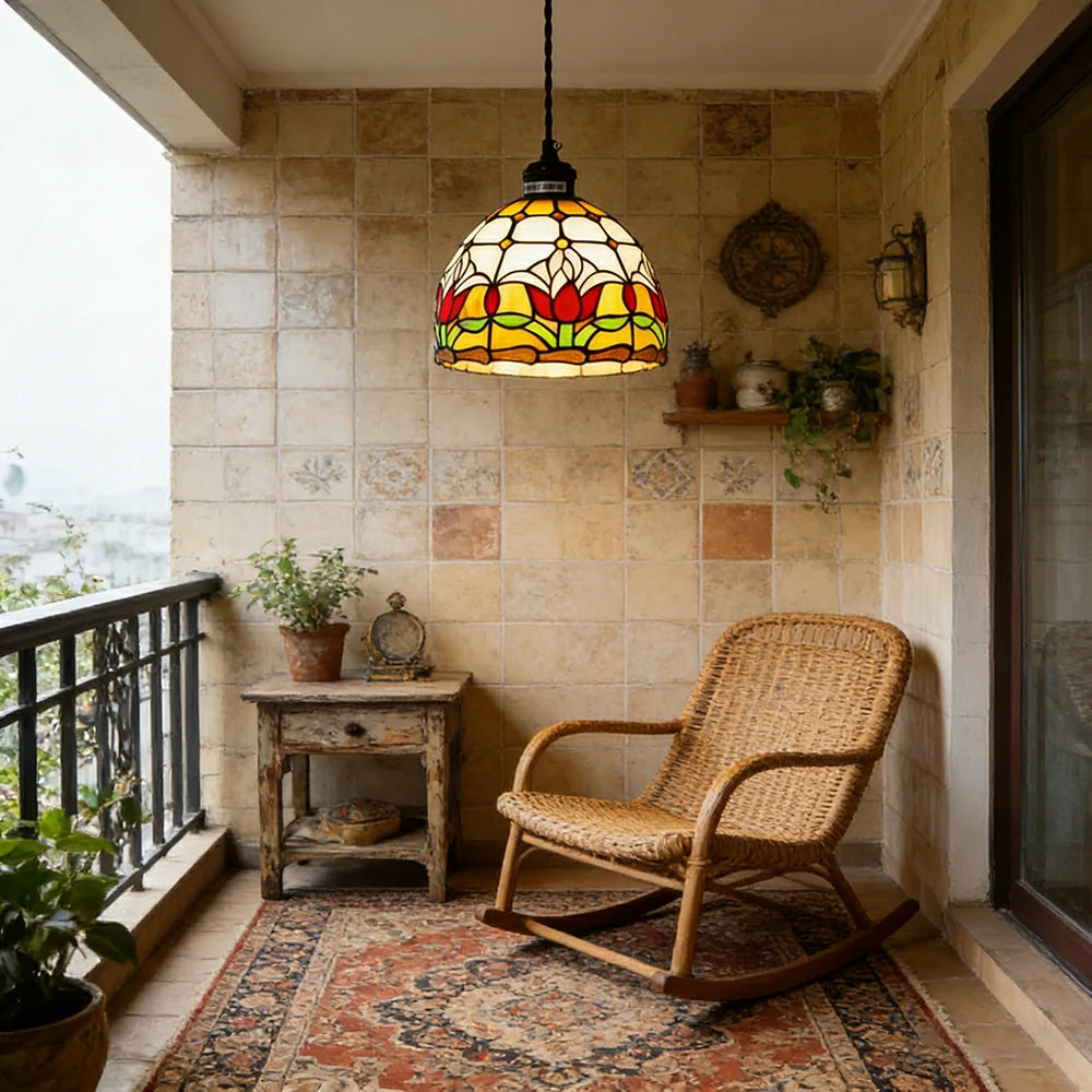 LIVARA Tulip Pattern Pendant Light Minimalist Hanging Lamp Floral Shade E27 Ceiling Light for Bedroom Bedside Dining Area