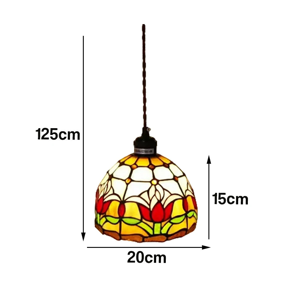 LIVARA Tulip Pattern Pendant Light Minimalist Hanging Lamp Floral Shade E27 Ceiling Light for Bedroom Bedside Dining Area