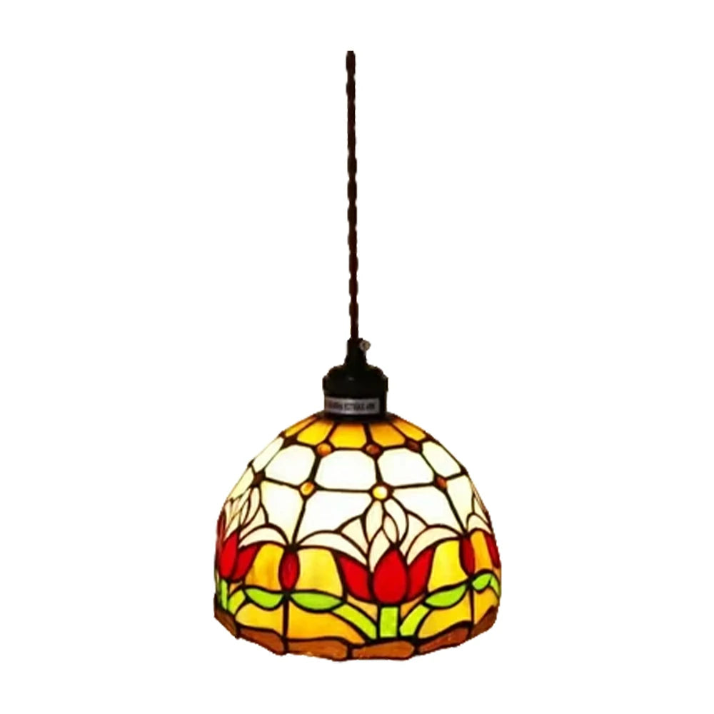 LIVARA Tulip Pattern Pendant Light Minimalist Hanging Lamp Floral Shade E27 Ceiling Light for Bedroom Bedside Dining Area