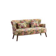 LIVARA Vintage Peony Fabric Sofa with Solid Wood Legs for Living Room - Walnut