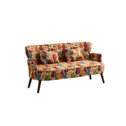 LIVARA Vintage Peony Fabric Sofa with Solid Wood Legs for Living Room - Pink