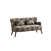 LIVARA Vintage Peony Fabric Sofa with Solid Wood Legs for Living Room - Blue