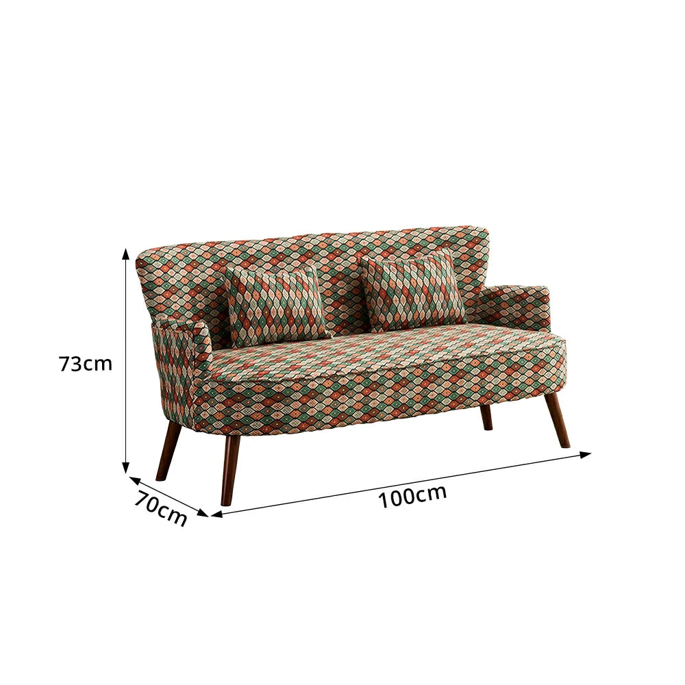 LIVARA Vintage Peony Fabric Sofa with Solid Wood Legs for Living Room - Brown
