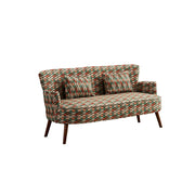 LIVARA Vintage Peony Fabric Sofa with Solid Wood Legs for Living Room - Brown