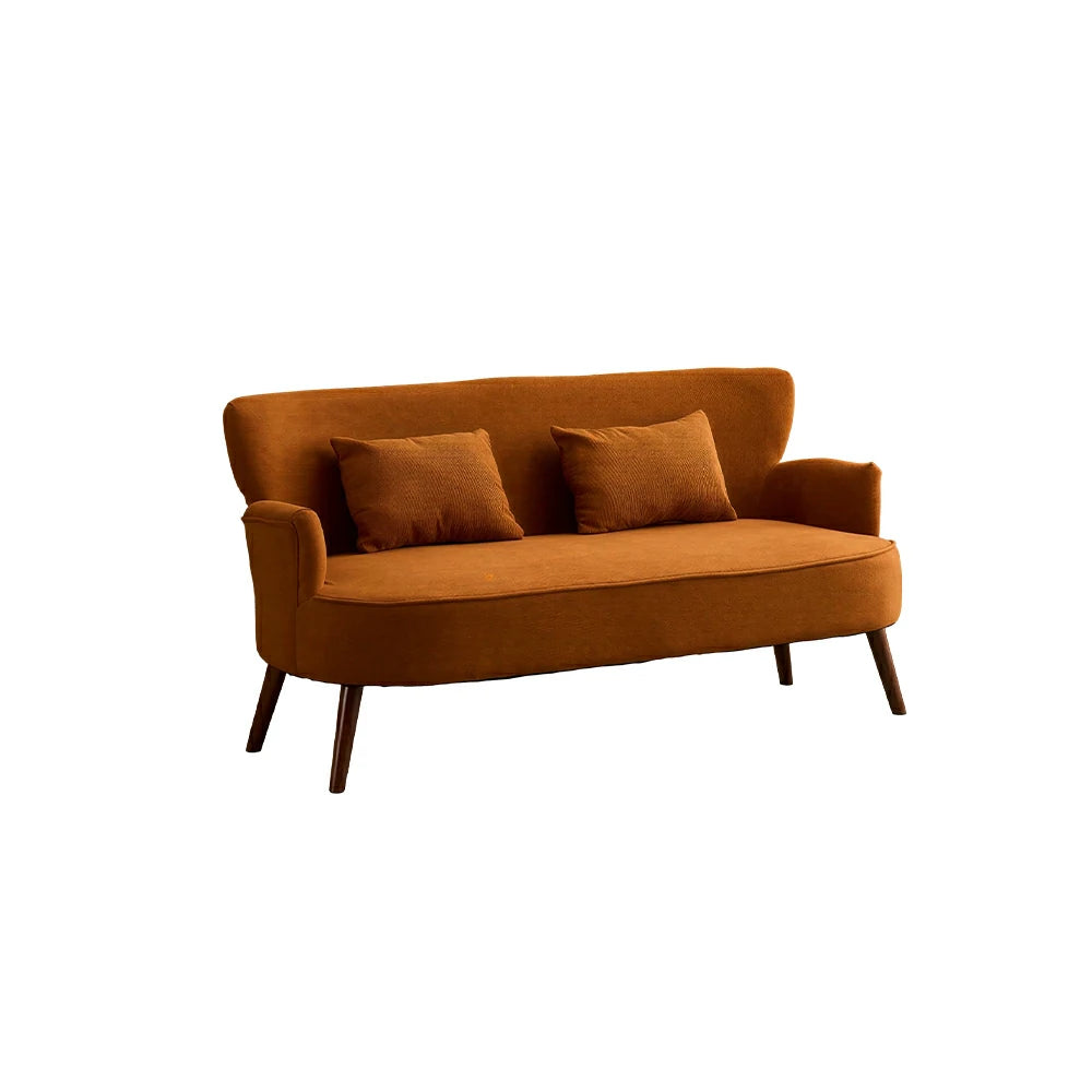 LIVARA Vintage Peony Fabric Sofa with Solid Wood Legs for Living Room - Caramel Brown