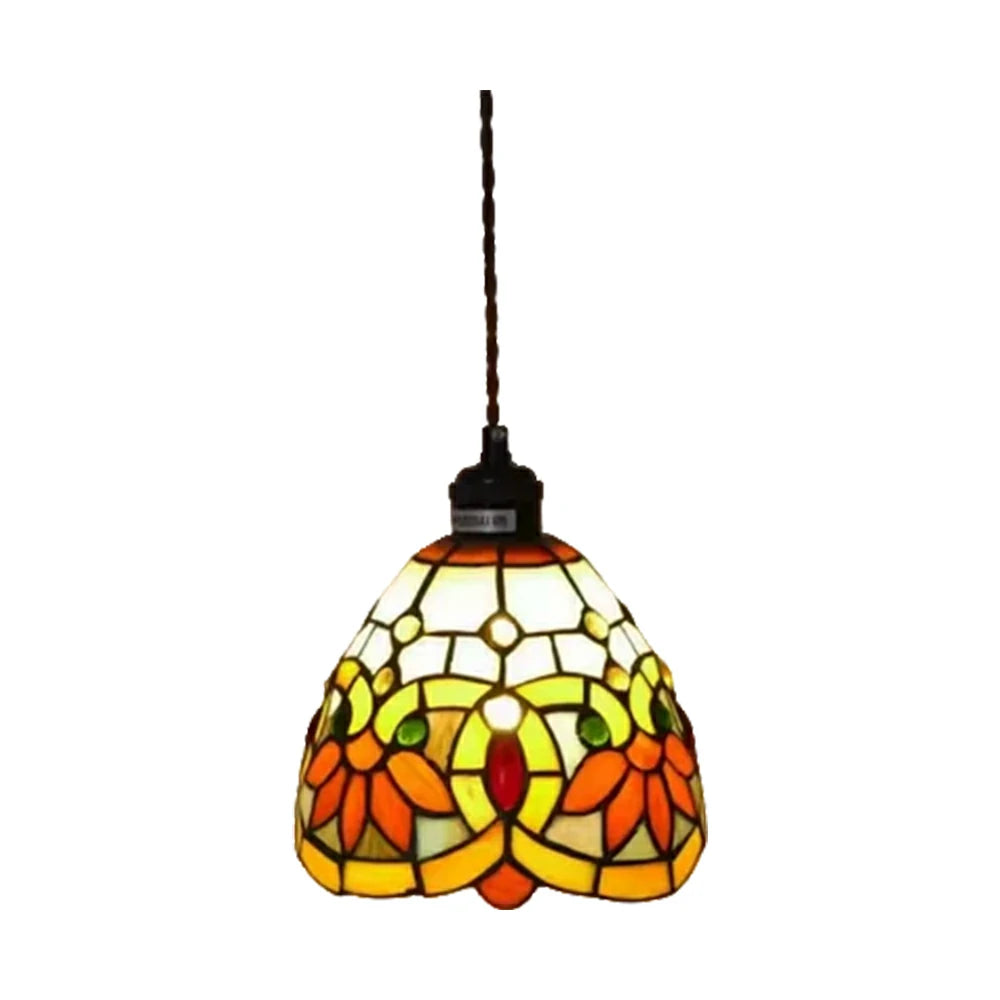 LIVARA Yellow Floral Pattern Pendant Light Minimalist Hanging Lamp Floral Shade E27 Ceiling Light for Bedroom Bedside Dining Area