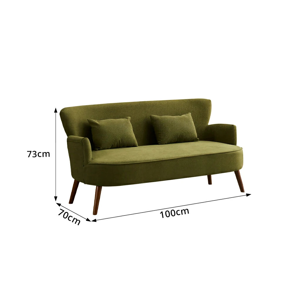 LIVARA Vintage Peony Fabric Sofa with Solid Wood Legs for Living Room - Green