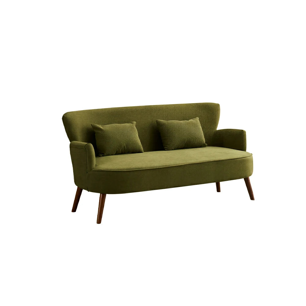 LIVARA Vintage Peony Fabric Sofa with Solid Wood Legs for Living Room - Green