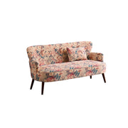 LIVARA Vintage Peony Fabric Sofa with Solid Wood Legs for Living Room - Light Pink