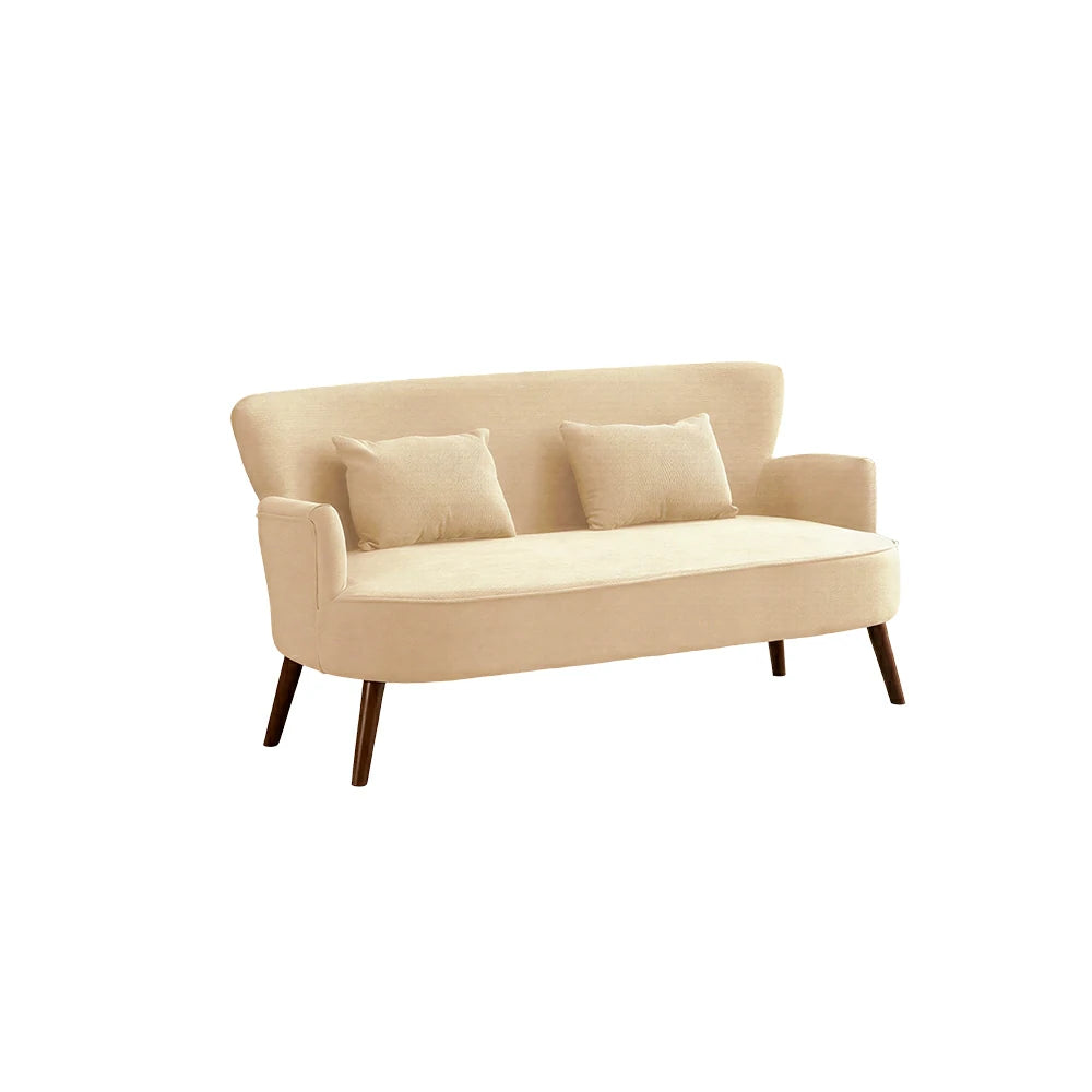 LIVARA Vintage Peony Fabric Sofa with Solid Wood Legs for Living Room - Cream White