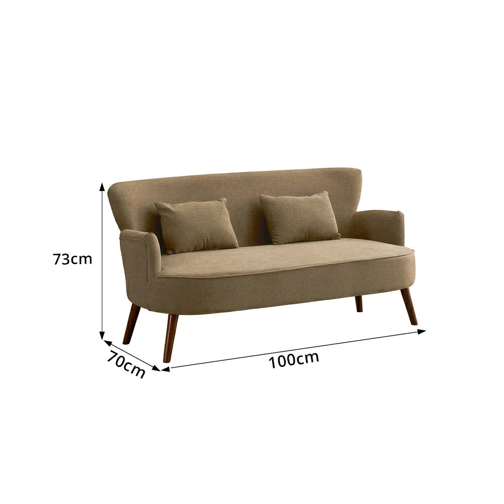 LIVARA Vintage Peony Fabric Sofa with Solid Wood Legs for Living Room - Light Khaki