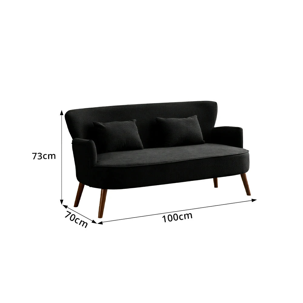 LIVARA Vintage Peony Fabric Sofa with Solid Wood Legs for Living Room - Black
