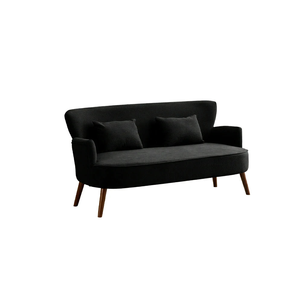 LIVARA Vintage Peony Fabric Sofa with Solid Wood Legs for Living Room - Black