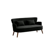 LIVARA Vintage Peony Fabric Sofa with Solid Wood Legs for Living Room - Black