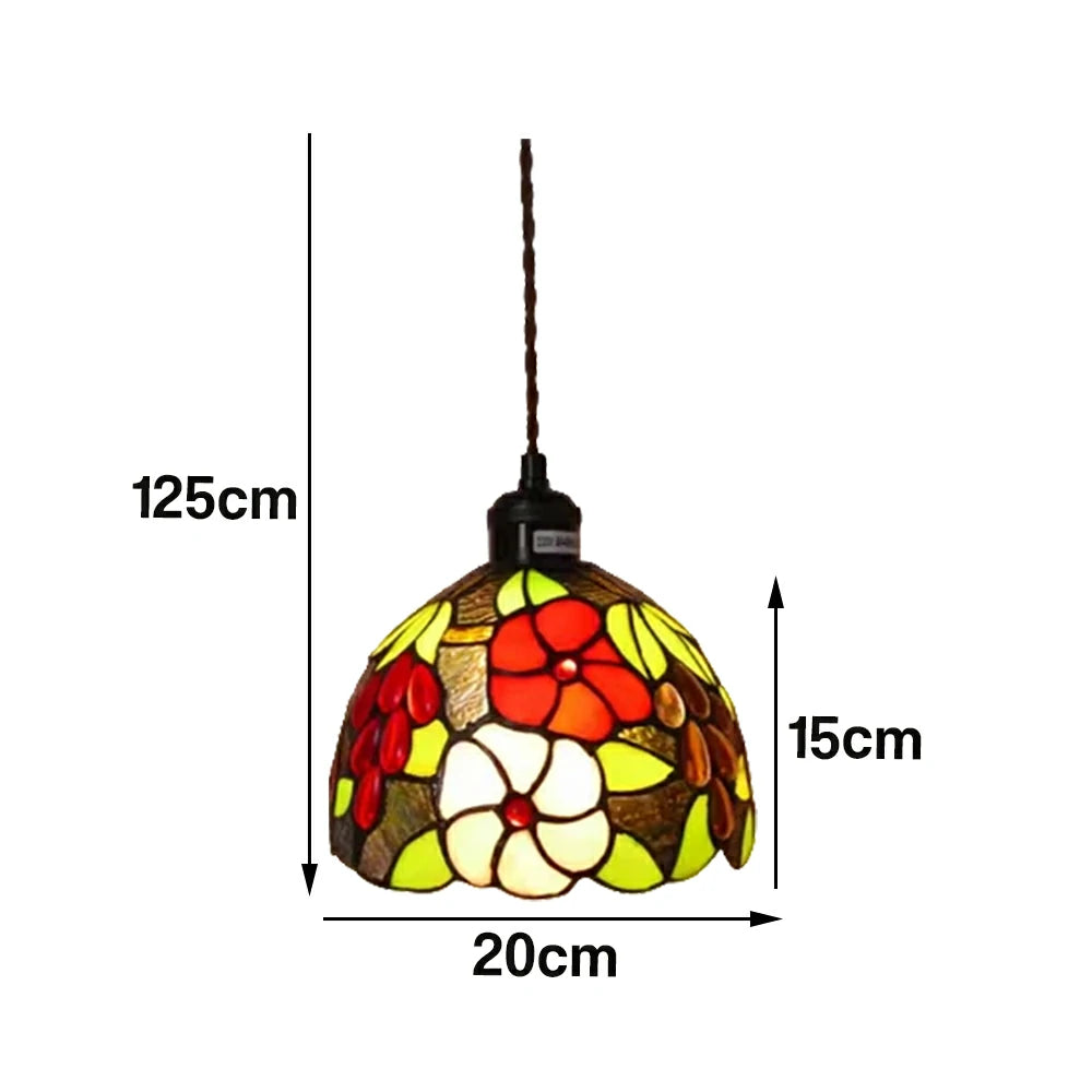 LIVARA Grape & Rose Pattern Pendant Light Minimalist Hanging Lamp Floral Shade E27 Ceiling Light for Bedroom Bedside Dining Area