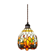 LIVARA Orange Dragonfly Pattern Pendant Light Minimalist Hanging Lamp Floral Shade E27 Ceiling Light for Bedroom Bedside Dining Area