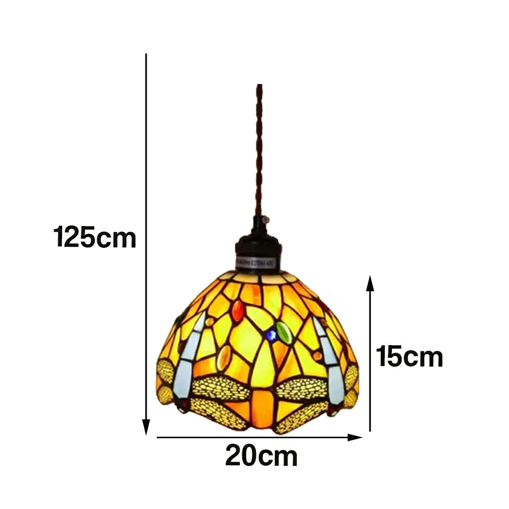 LIVARA Deep Red Dragonfly Pattern Pendant Light Minimalist Hanging Lamp Floral Shade E27 Ceiling Light for Bedroom Bedside Dining Area