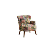 LIVARA Standard Back Vintage Peony Cotton Linen Lounge Chair for Living Room Bedroom - Blue Floral