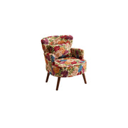 LIVARA Standard Back Vintage Peony Cotton Linen Lounge Chair for Living Room Bedroom - Red Floral