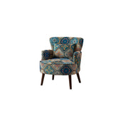 LIVARA Standard Back Vintage Peony Cotton Linen Lounge Chair for Living Room Bedroom - Blue