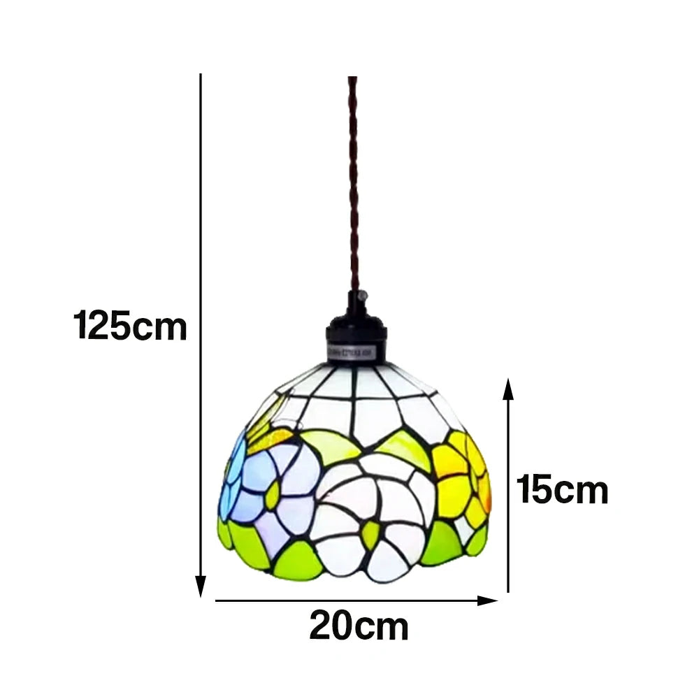 LIVARA Butterfly & Floral Pattern Pendant Light Minimalist Hanging Lamp Floral Shade E27 Ceiling Light for Bedroom Bedside Dining Area